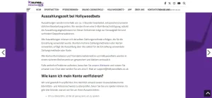 Hilfebereich zu Auszahlungsanträgen und Zahlungsmitteln bei Hollywoodbets